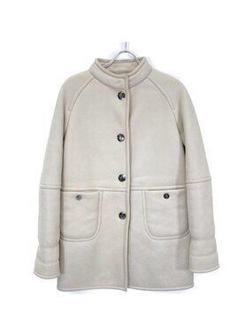 Loewe Ivory Sheepskin Mouton Coat 36